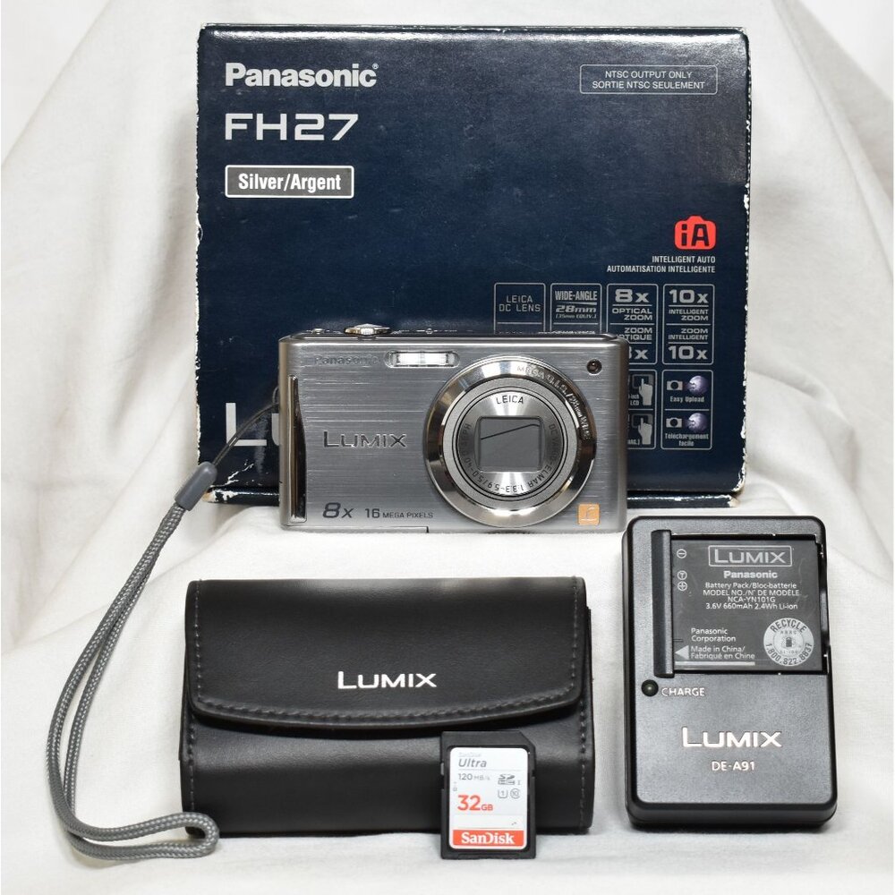 Panasonic Lumix DMC-FH27 Digital Camera 16.1MP 8x Opt Zoom HD Video 32GB SD MINT